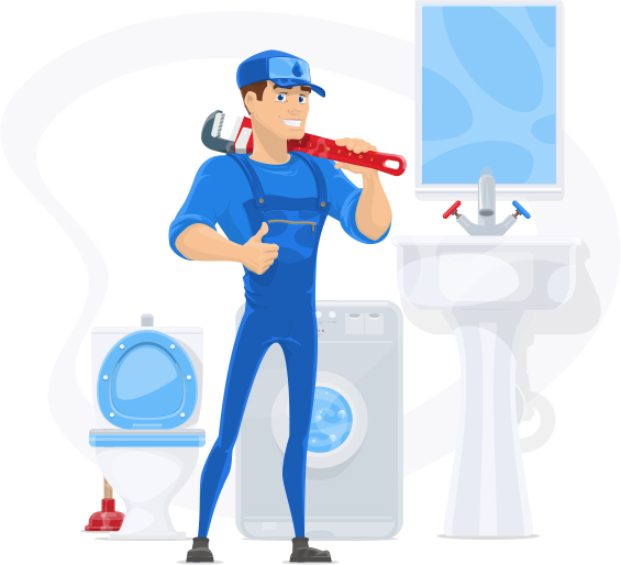 A plumber holding a wrench in his mouth