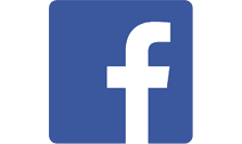 Facebook logo, a white "f" on blue.