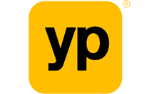 Yellow square with black "yp" logo.